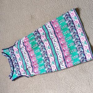 Talbots Fringe Trim Pink Tulip Floral Sheath Dress